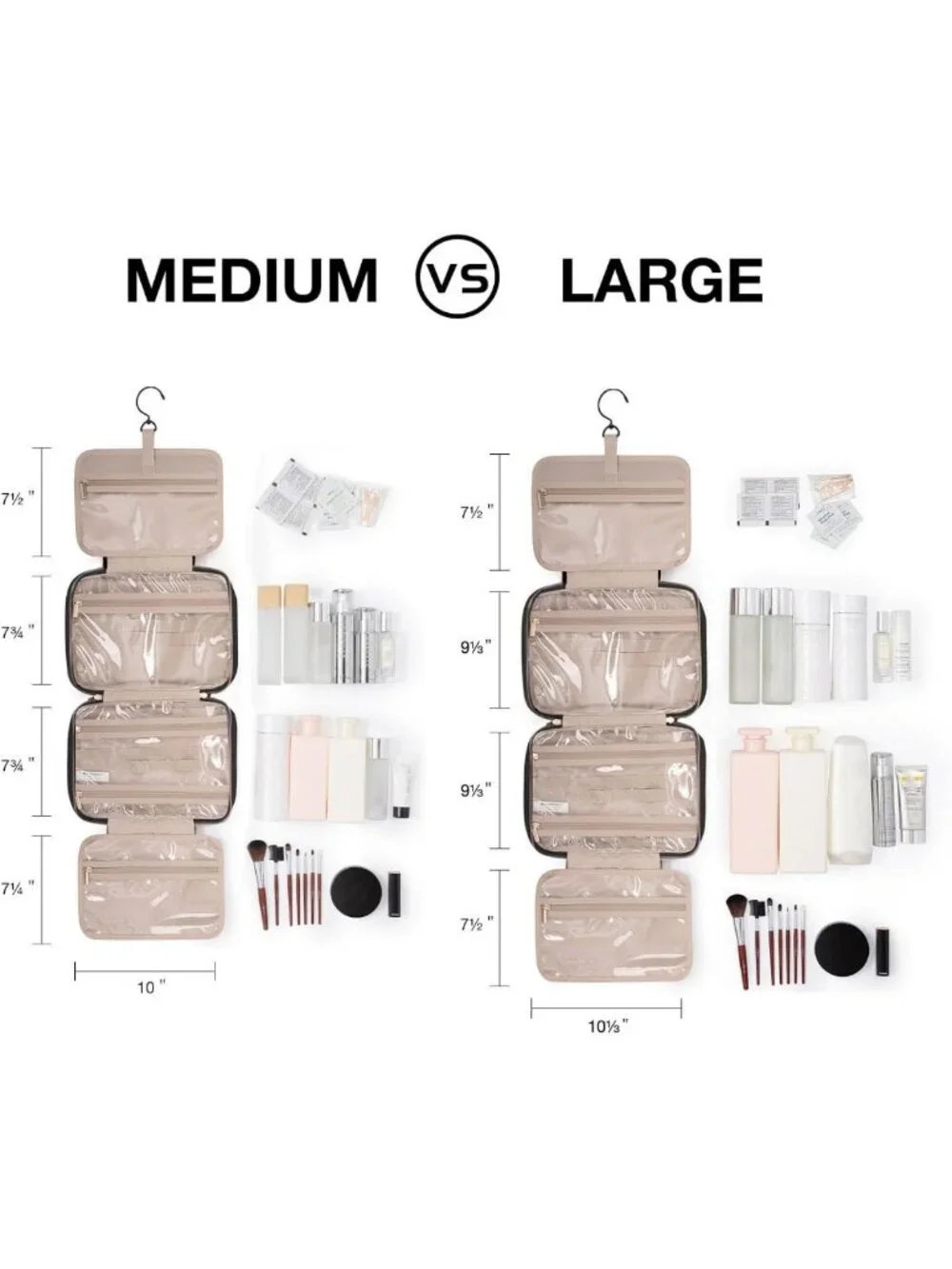 Travel Toiletry Bag with Hanging Hook | Water-Resistant Makeup Organizer